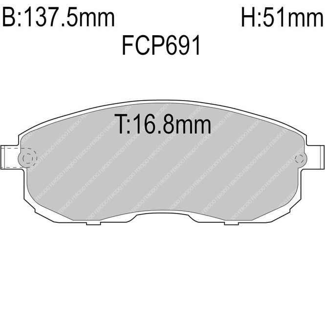 Hovedbilde Bremseklosser, Foran, Nissan 200SX S13, Ferodo, DS2500. FCP691