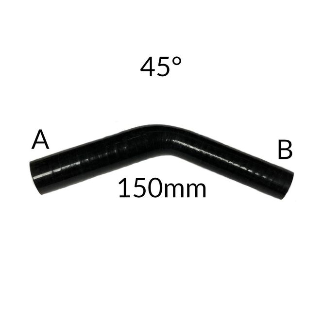 Hovedbilde Extreme silikon bend 45', overgang 51-76, svart, legg 152mm, EX45-51-76-152