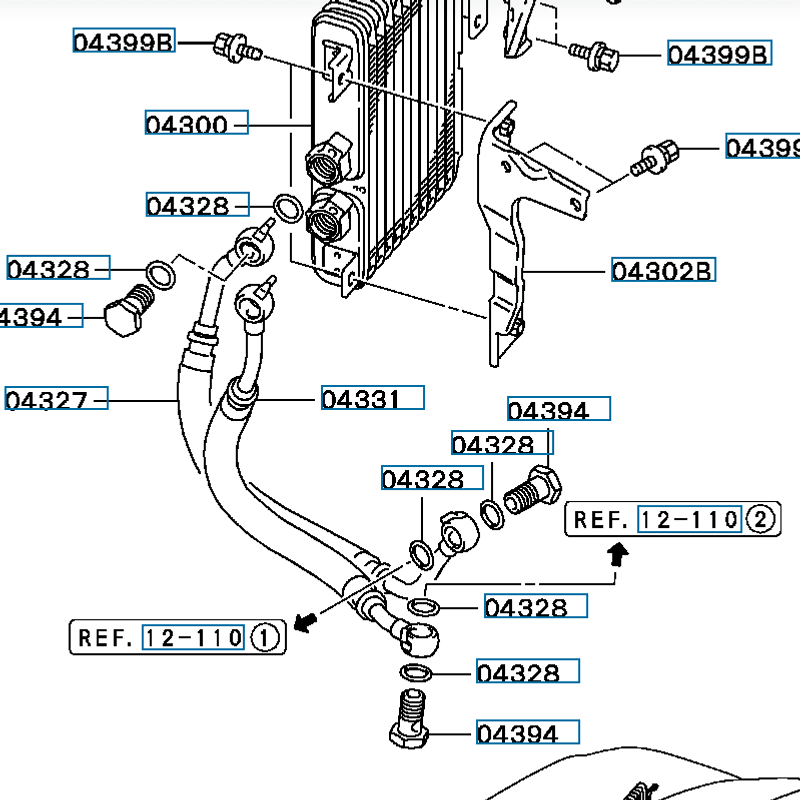 Slange oljekjøler motor ut, Evo 4-5, MR258837 (04331)