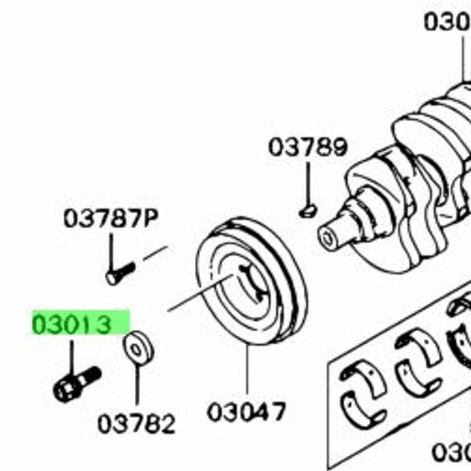 Hovedbilde Center Bolt Crankshaft, OEM Mitsubishi Evo 4-9, MD074255 03013)