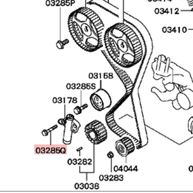 Hovedbilde Bolt Timing Belt Tensioner, OEM Mitsubishi Evo 4-9, MD0129350 (03285Q)
