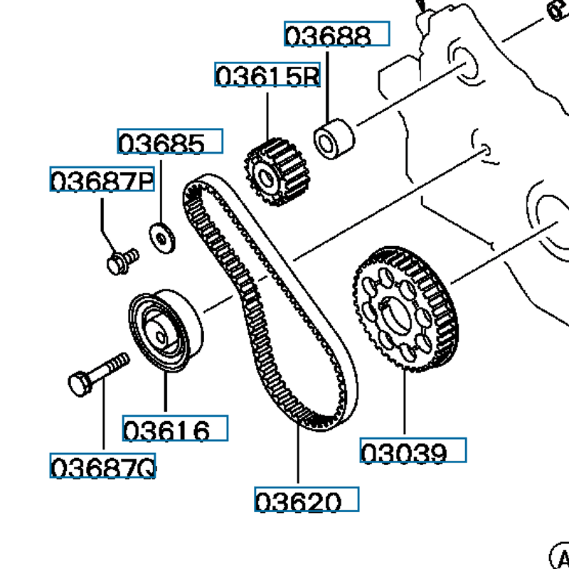 Tensioner, Balancer Timing Belt, OEM Mitsubishi Evo 4-9, MD352473 (03616))