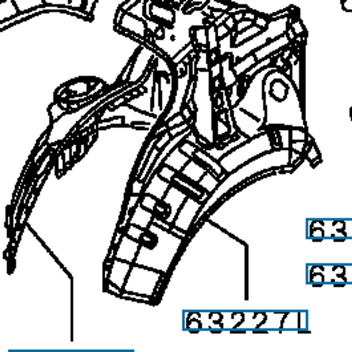 Hjulhus m/demperfeste, venstre bak, EVO 5-6, (63606L), MR485209
