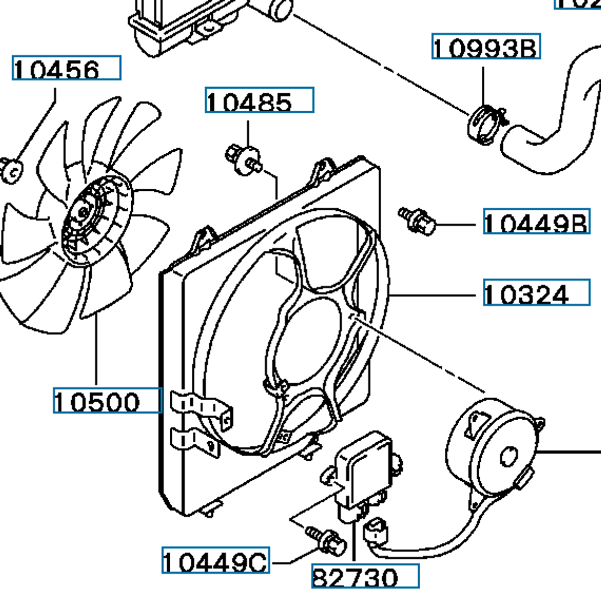 Kjølevifte-kappe (bak radiator), Evo 4, MR188405 (10324)