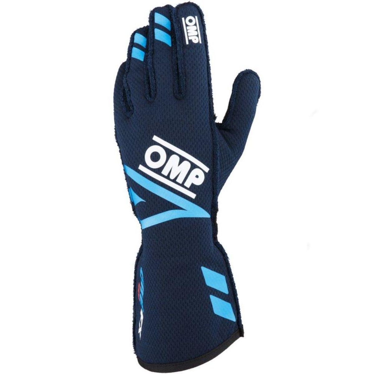 OMP Kjørehanske, One Evo FX, marineblå, Cyan. FIA 8856-2018