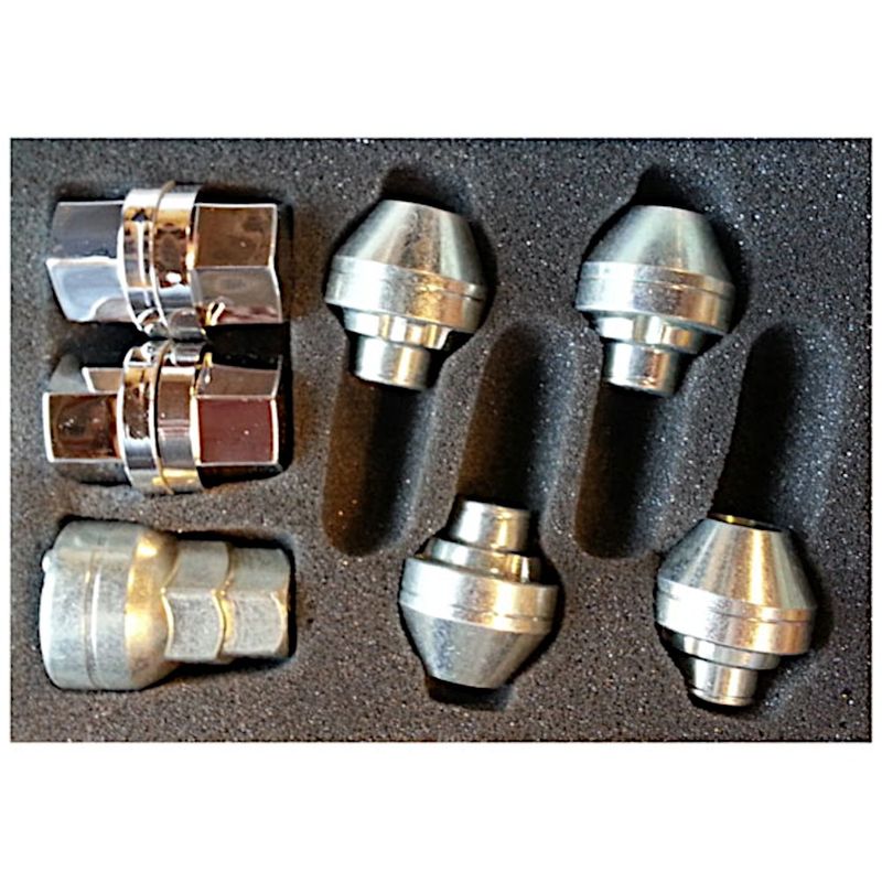 Hjulmuttersett låsbart, 12mm x 1.25 (4 stk + pipe)
