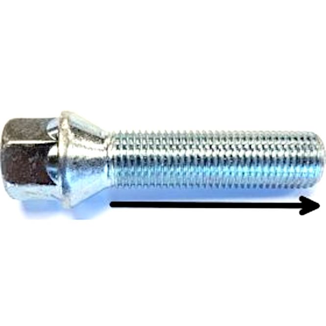 Hovedbilde Hjulbolt, 12mm x 1.5, 42mm lang, 17mm hex hode, 60' kon