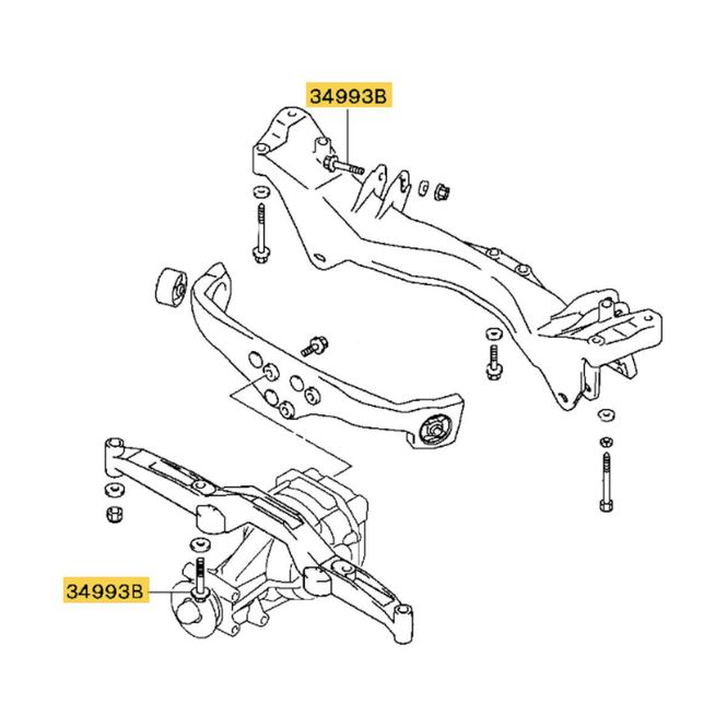 Hovedbilde Bolt Rear Diff Mounting, OEM Mitsubishi Evo 5-9, MB844918 (34993B)