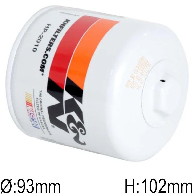 Oljefilter, K&N, M22 x 1.5mm. Ø:93mm, H:102mm. HP-2010