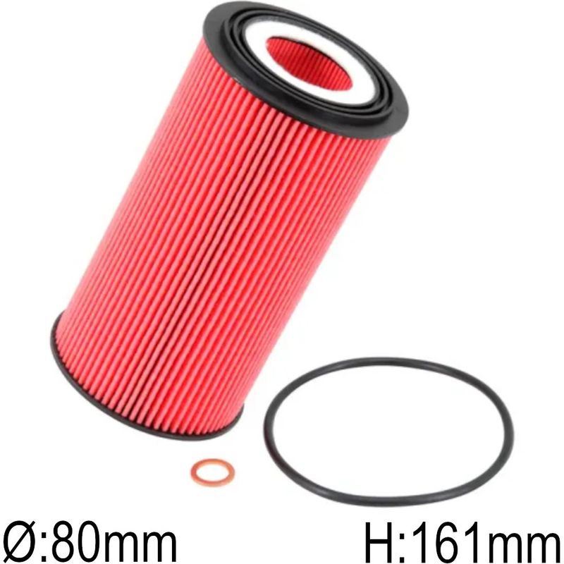 Oljefilter, K&N innsats, Ø80mm, H161mm, BMW, Land Rover...