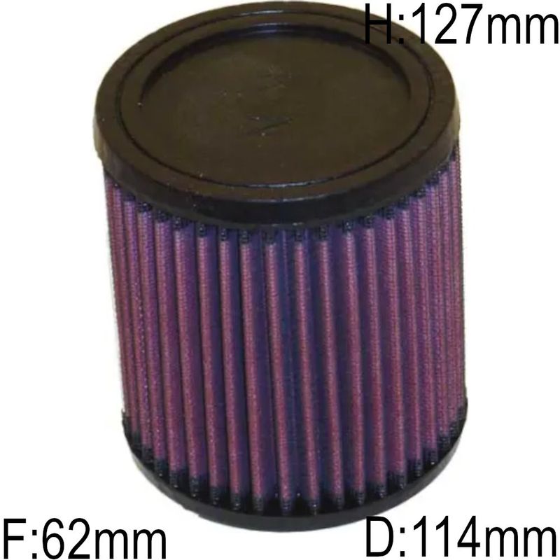 Luftfilter, K&N Universal 62mm, Ø114mm, H127mm