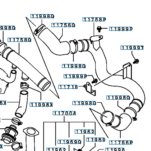 Hovedbilde Pipe Intercooler Outlet Air, OEM Mitsubishi Evo 7-9, MR571604 (11758P)