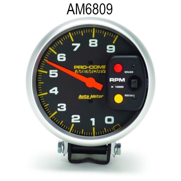 Hovedbilde Autometer Pro-Comp turteller, svart 0-9000rpm, m/minne, AM6809