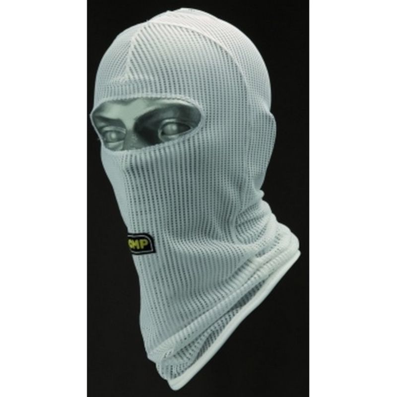 Balaclava, stor åpning, OMP, hvit, karting