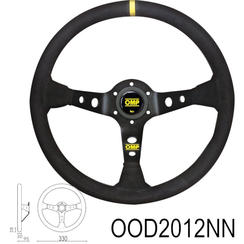 Ratt, OMP Corsica, semsket skinn svart, 330mm. 95mm dybde. 2012-071