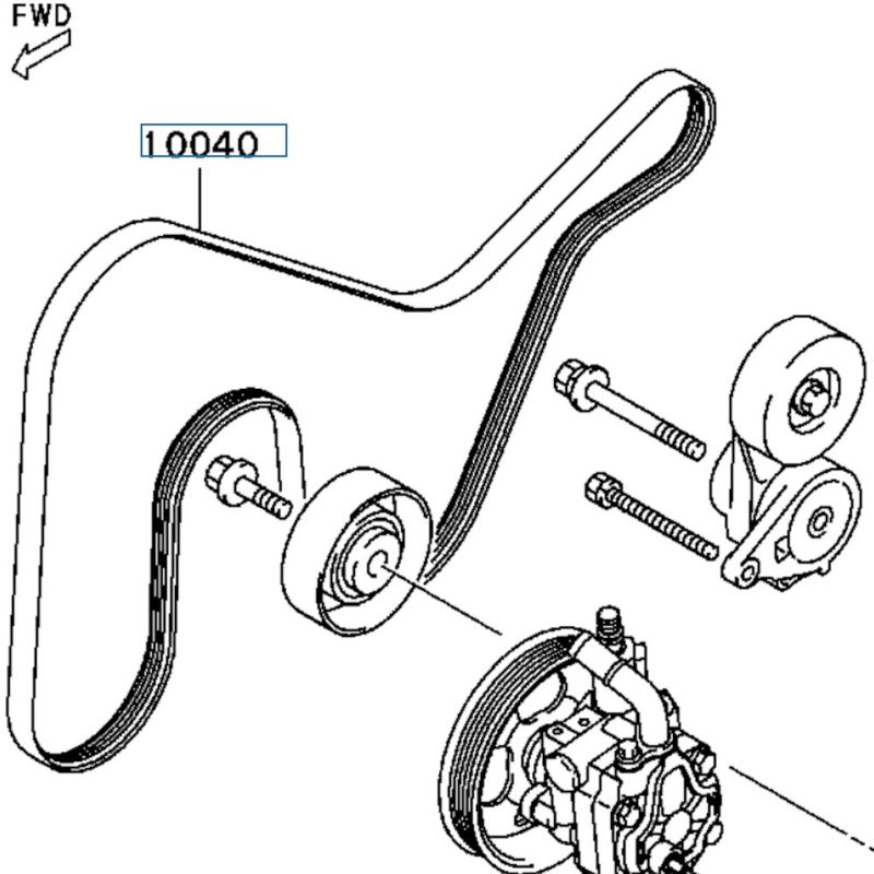 Belt Alternator & Others, no AC, OEM Evo 7-9, MD377381(10040)