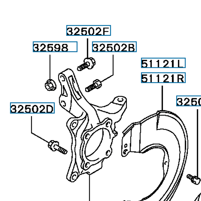 Hovedbilde Knuckle, front LH, OEM Evo 4, MB856499 (32300L)
