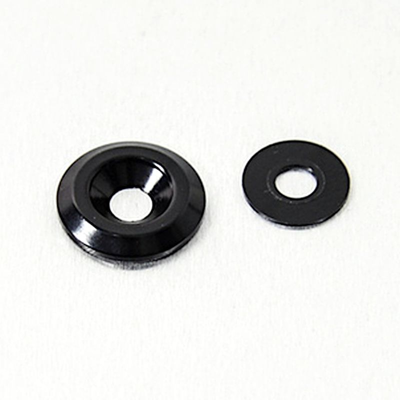 Skive 22mm y.d., Alu, Til forsenket M6 bolt. Svart