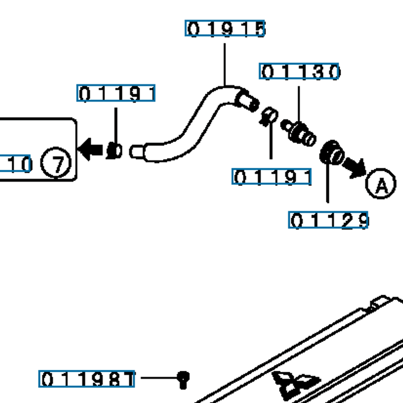 Slange, toppdeksel EVO 4-9, MD358346 (01915)