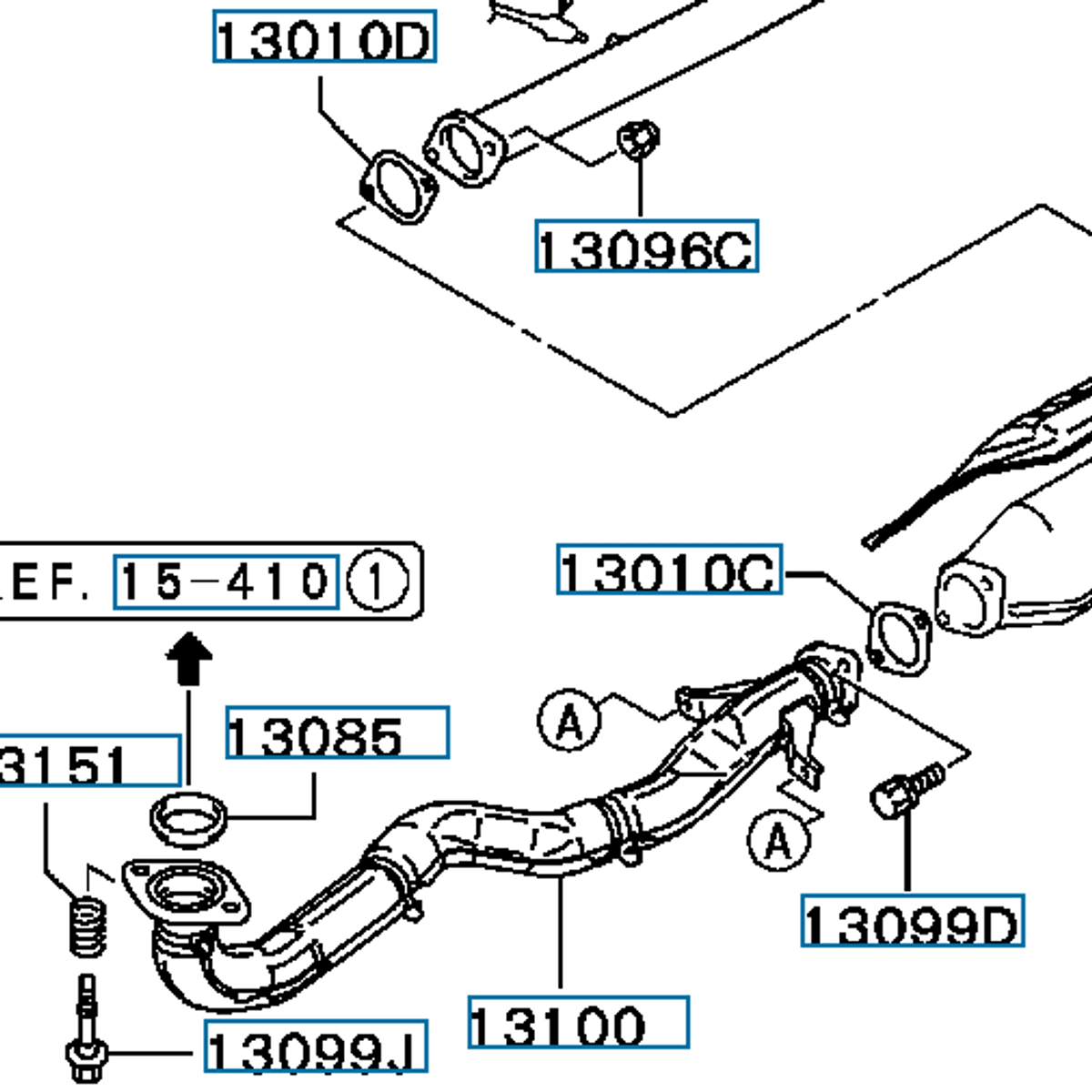 Pipe, Exhaust from new Evo 9, FR, OEM Mitsubishi Evo 7-9, MN135583 (13100)