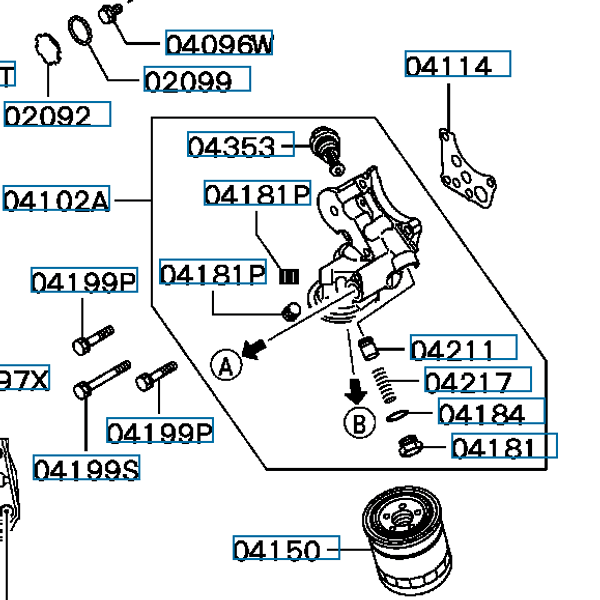 Hovedbilde Oljefilter-holder, brakett, EVO 4-9, MD363317 (04102A)