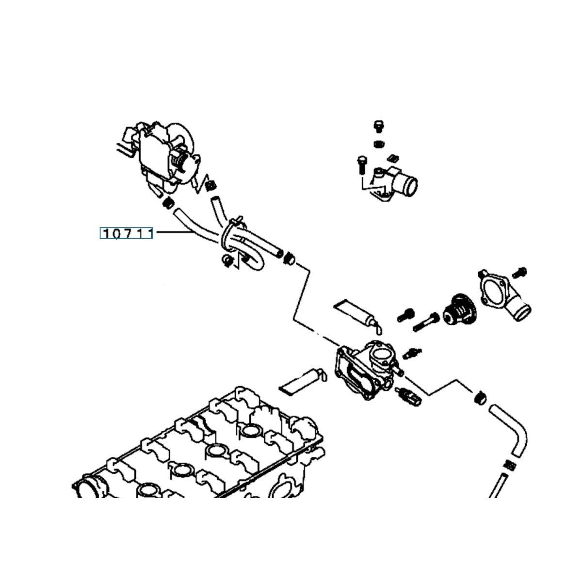 Hose, Trottle Body Water Feed, OEM Mitsubishi Evo 4-6, MD128002 (10711)