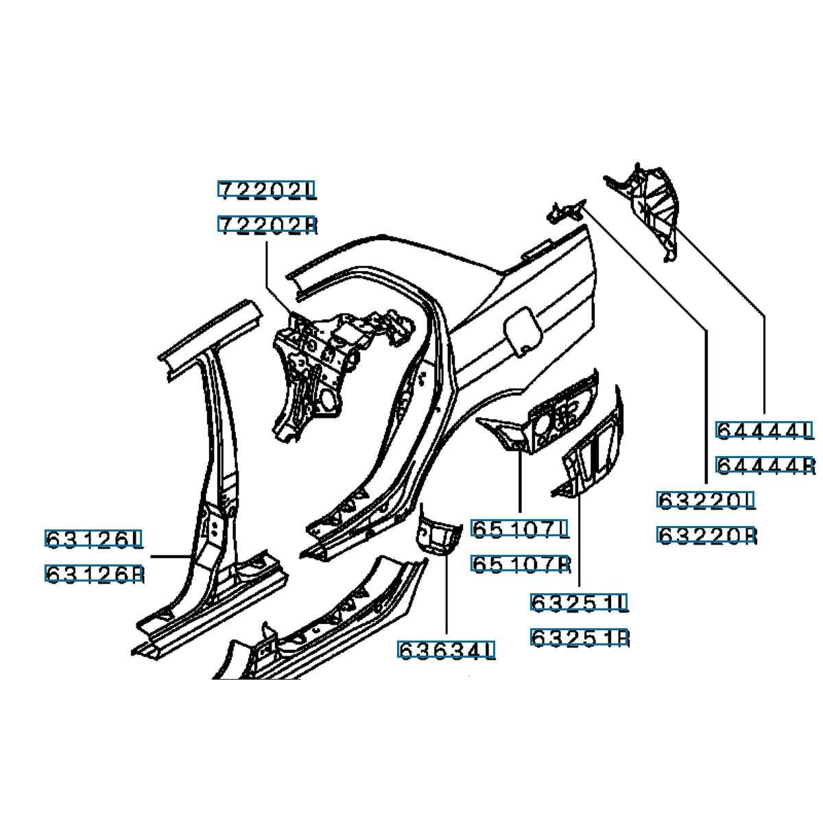 Panel, høyre bak, EVO7-9, (63220R), MR592936