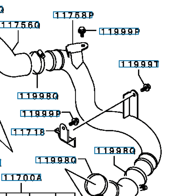 Hovedbilde Rør intercooler luft ut, Evo 4-6, MR266986/MR385905
