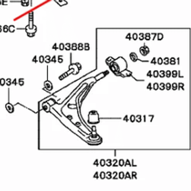 Hovedbilde Bolt Front Susp Lower Arm, OEM Mitsubishi EVO 4-9, MR316678 (40388B)