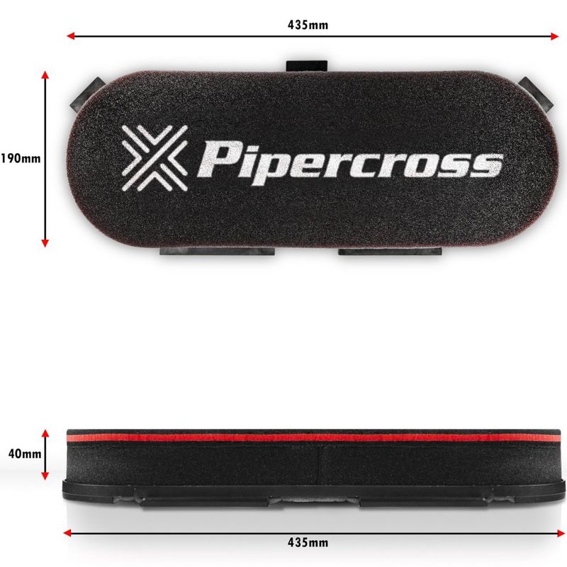 Luftfilter Pipercross PX600, flere høyder. For to doble gassere , PC600