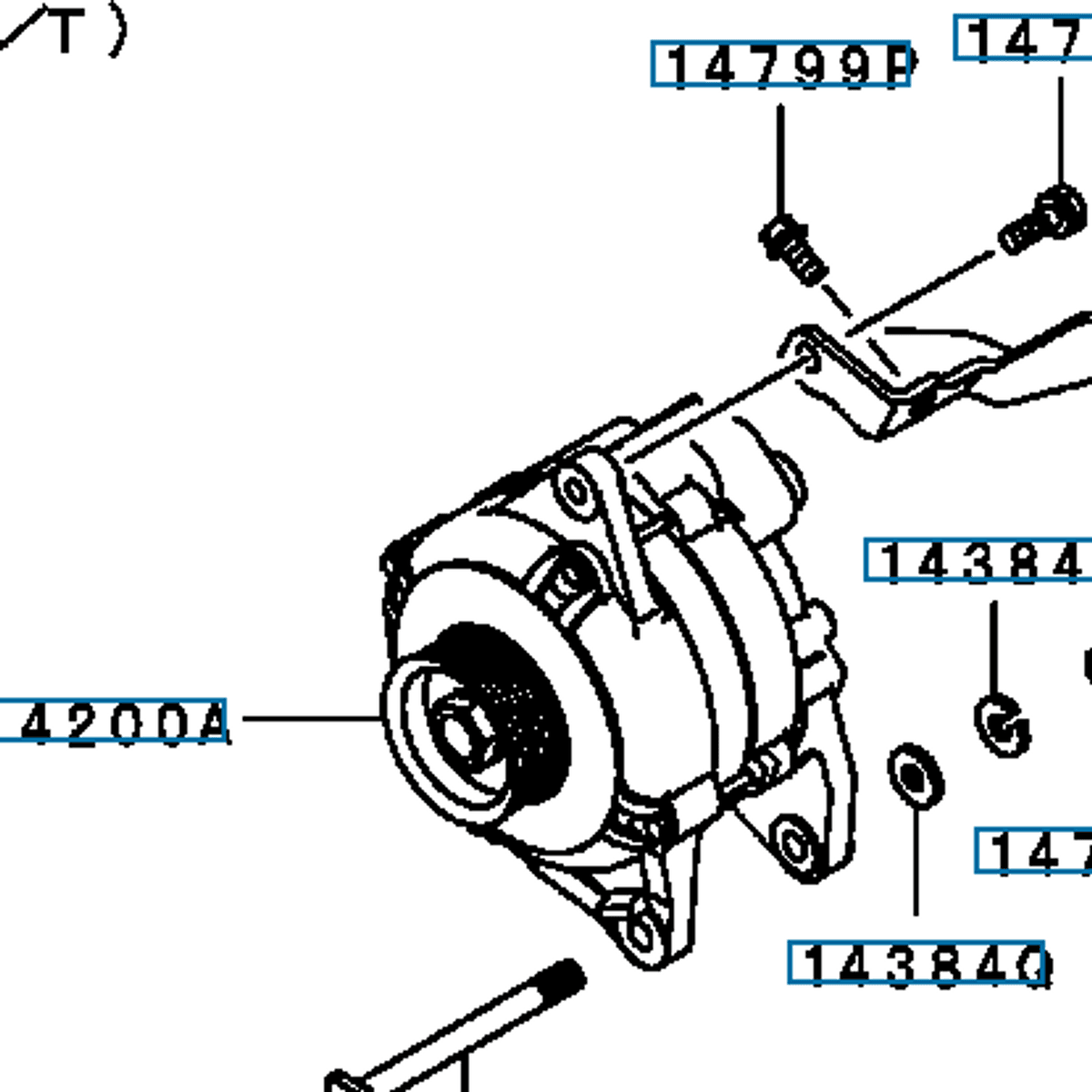 Alternator Assy, OEM Mitsubishi Evo 4-9, MD366831 (14200A)